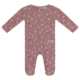 MOCHA FOOTIE WITH WHITE SCALLOP STITCH